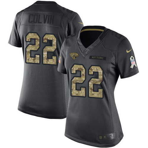 Women's Limited Aaron Colvin Nike Jersey Black - #22 2016 Salute to Service NFL Jacksonville Jaguars